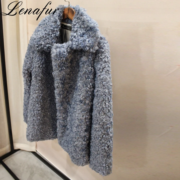 Fashion 4 Colors Curly Faux Sheep Wool Jacket,Grey Pink Beige Blue Lamb Wool Coat,Artificial Goat Wool Fur Jacket Coat