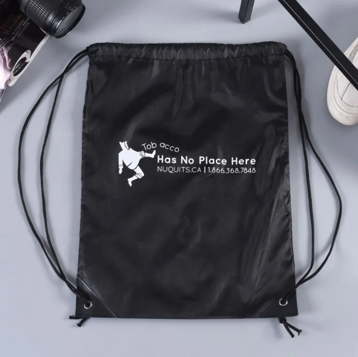 
Cheap custom logo sports backpack 210D polyester drawstring bag printing draw string bag for promotional 