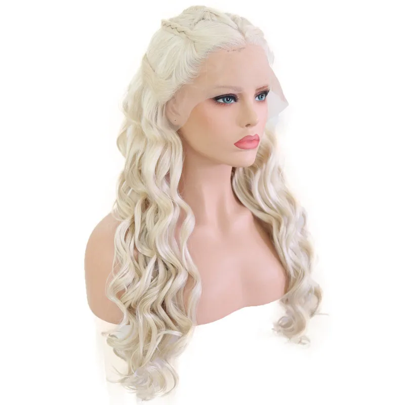 
Wholesale Heat Resistant Synthetic Lace Front Wigs wigs for black Blonde toupee Color Body Wave Long Glueless Wig With Baby Hair 