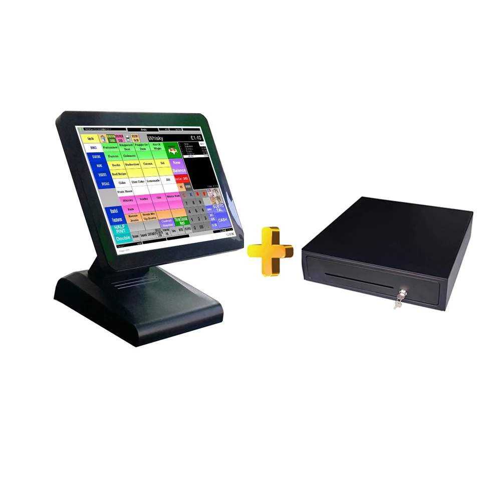 15 Inch Touch Screen Computer Billing Machine With Powder Monitor POS Terminal for Supermarket