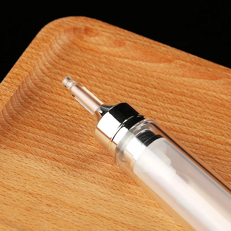 Transparent Empty 15ml Cosmetic Packaging Tube Syringe Shaped Airless Bottle Cosmetic Packaging Tube