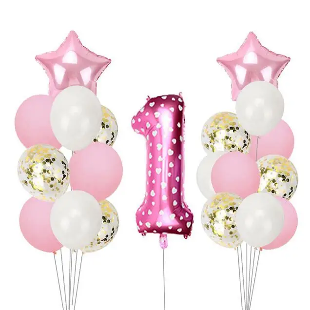 Wholesale 1st Birthday Party Decoration 32inch Number 1 Foil Balloon Set Confetti and Latex Balloons