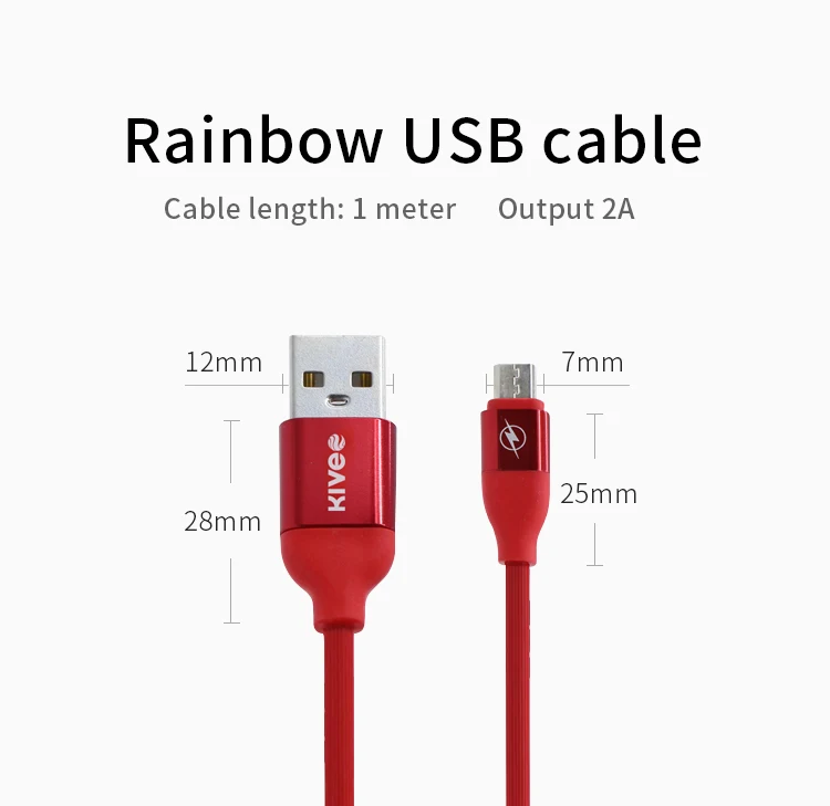 продажа Радуга Красочные 1 м Micro USB зарядное устройство сотового телефона кабель для передачи данных для телефона Android