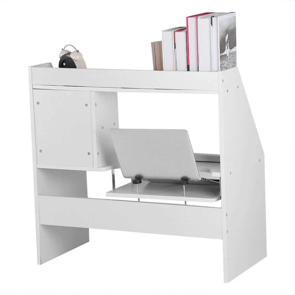 Gaming Laptop Desk Wooden Table PC Computer Table With Keyboard Tray And Storage Shelves For Bed