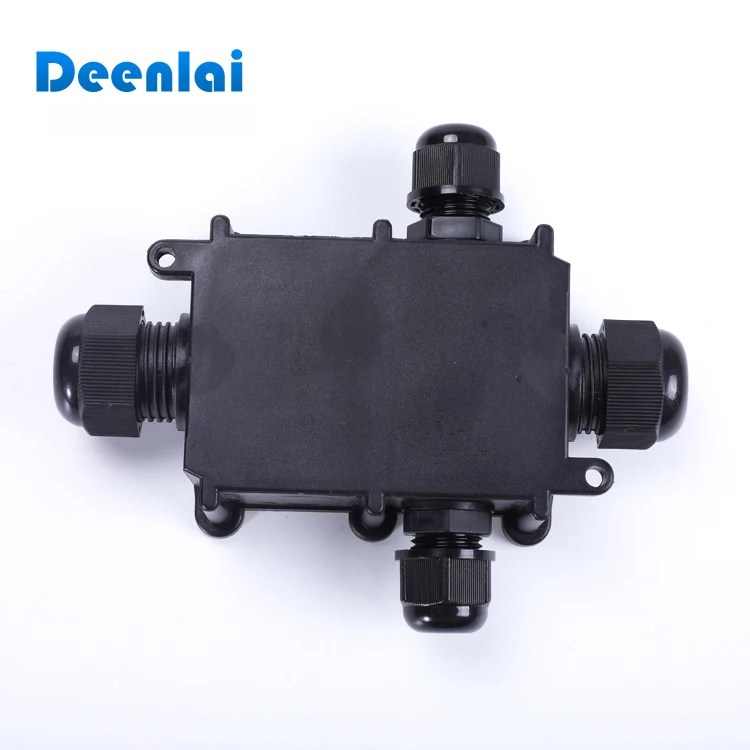 four way ip67 plastic outdoor in-ground waterproof electrical junction box with cable glands