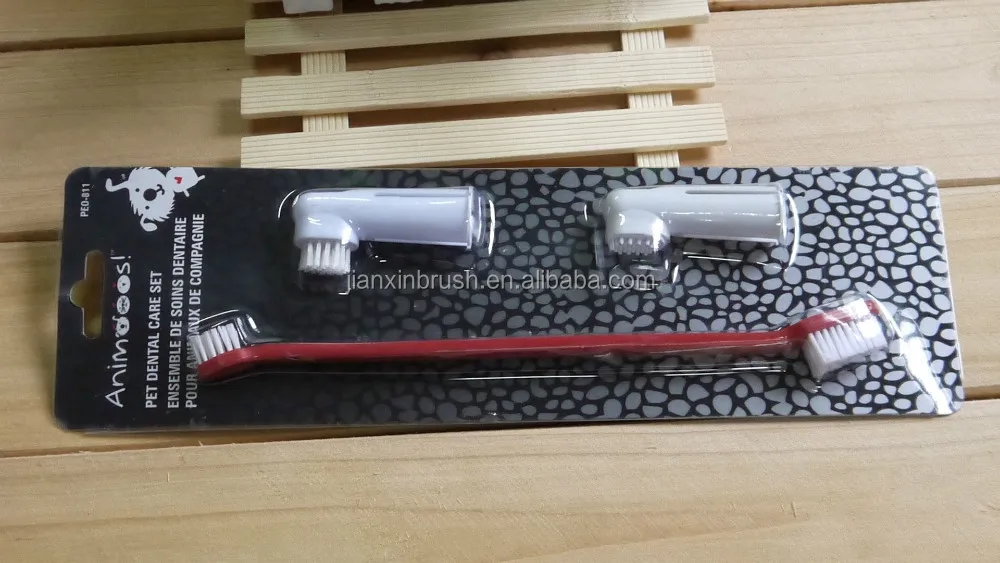 Long handle And Finger Pet Dog Cat Animal Puppy Poodle Oral Mouth Tooth Cleaning Brush set