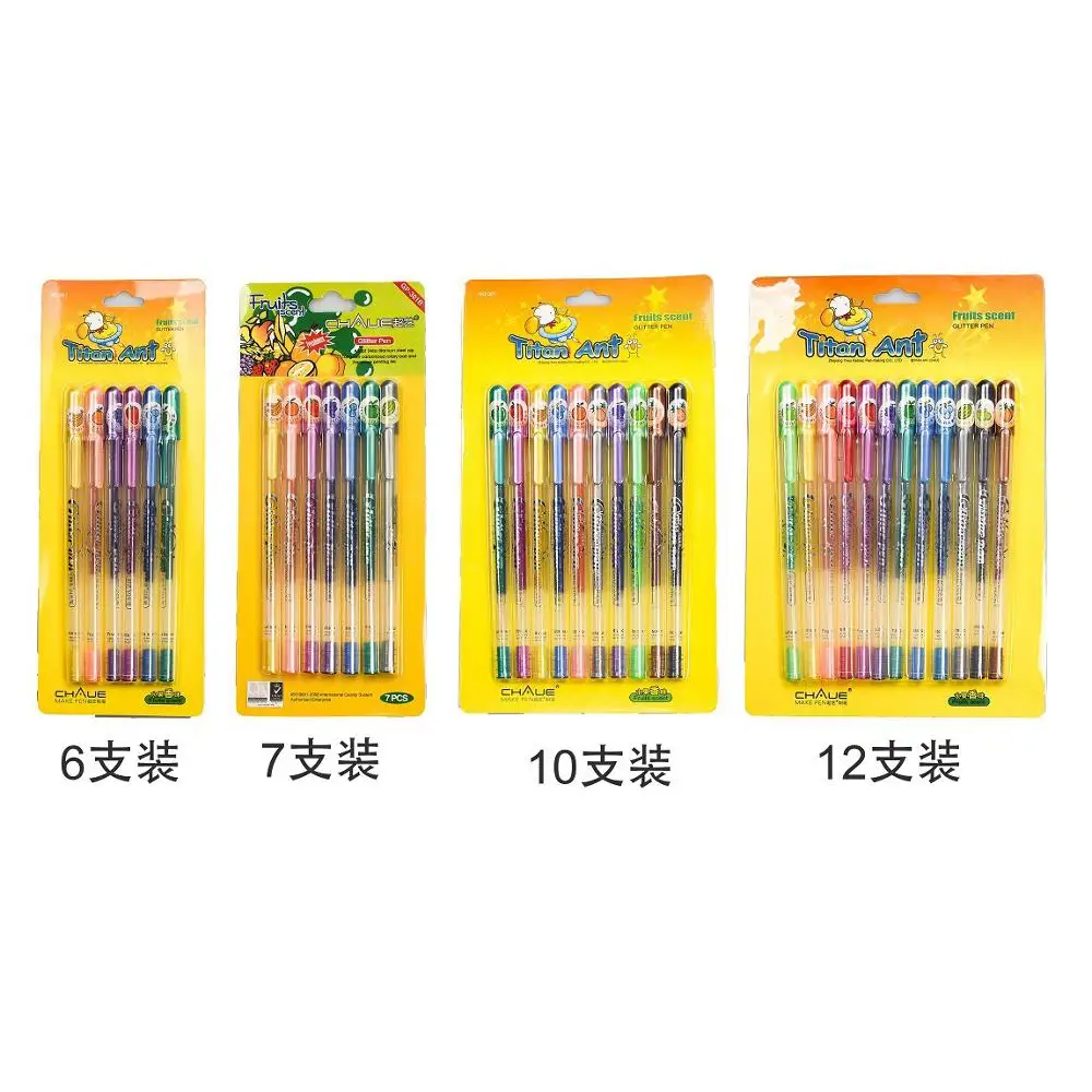 Chaue brand multi color gel pen set purple glitter gel ink pen for coloring