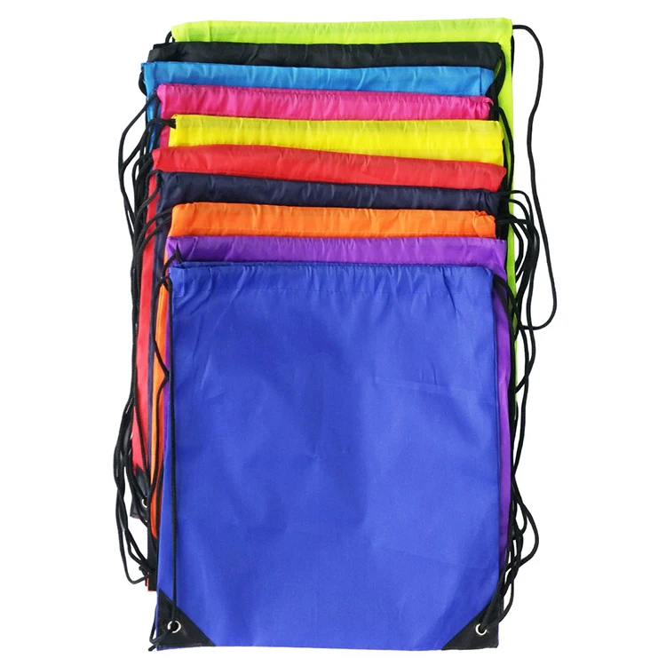 Colorful Drawstring Backpack Canvas Shopping Bag String Sack Pack Cinch Tote Nylon Polyester Bag For Gym Traveling