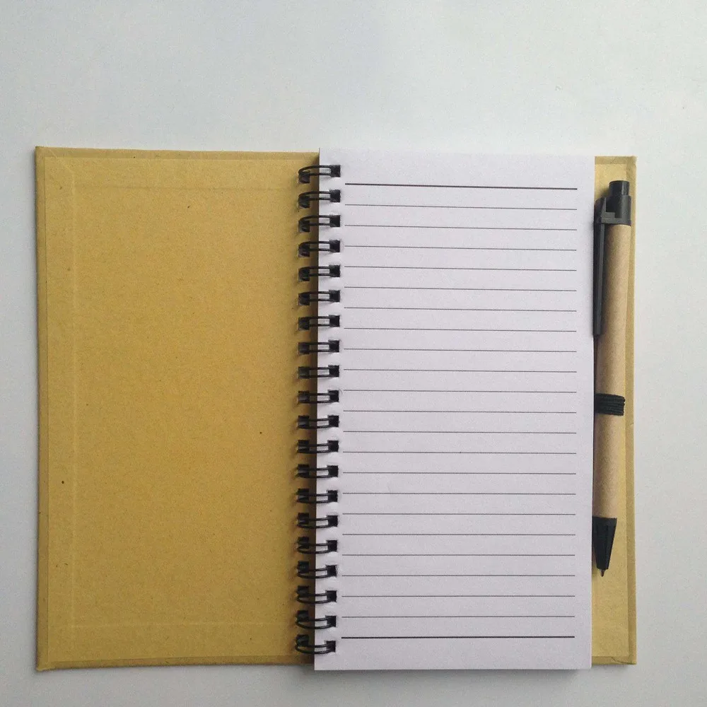 Manufacturer notebooks customizable Organic custom logo kraft cover sprial notebook with pen