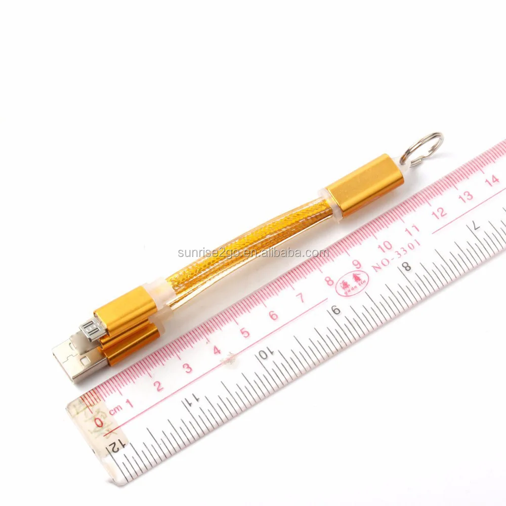 2017 Metal Head 10cm PVC 2 in 1 Keychain USB Cable for smart phone