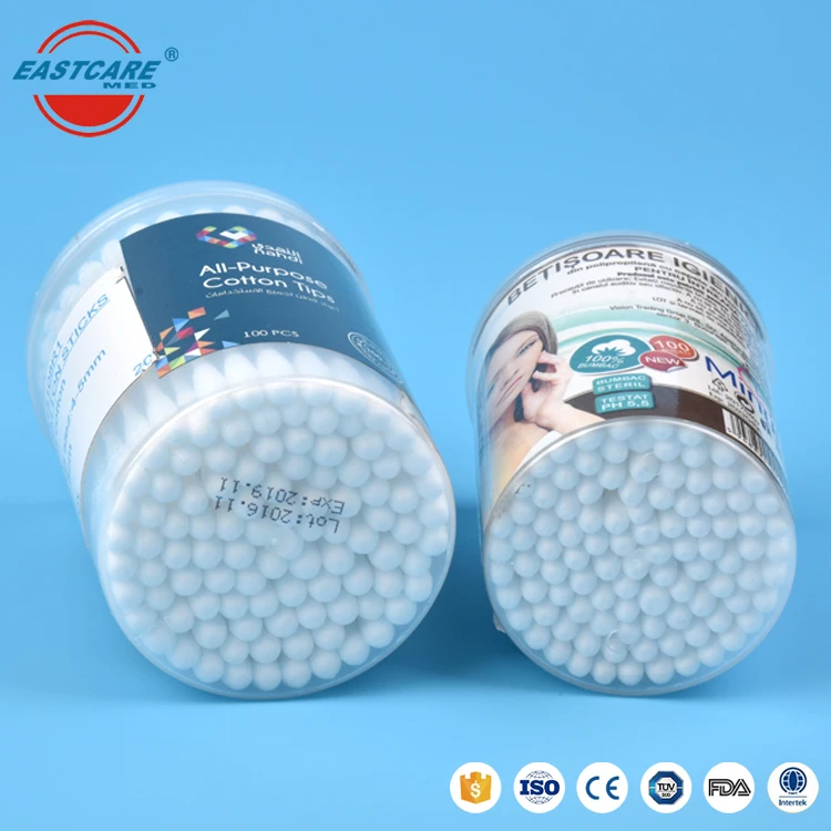 Стерилизованная Пластиковая Палочка для макияжа, двусторонние спиртовые ватные палочки, ватные палочки q-tips, белая палочка, ватные палочки из натурального хлопка