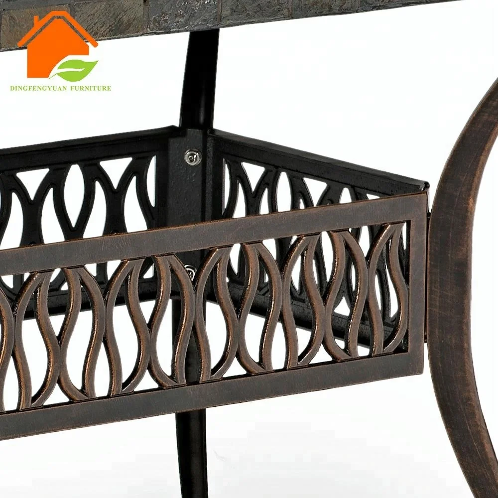 Ceramic Tile Top 3 Layer Outdoor Powder Coating Cast Aluminium Table