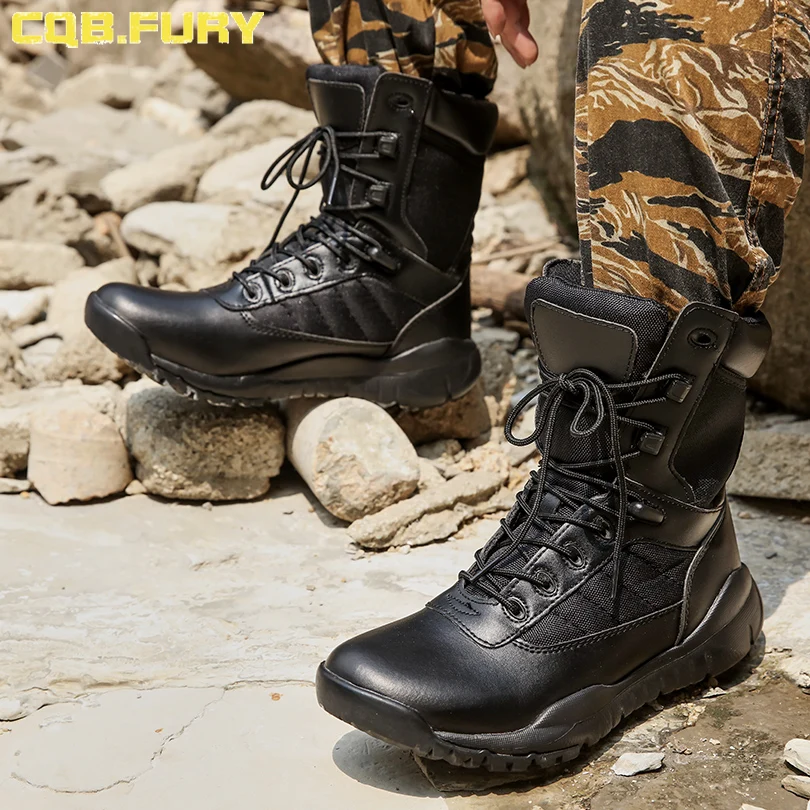 Genuine Leather Boot Black Tactical Boot For Men