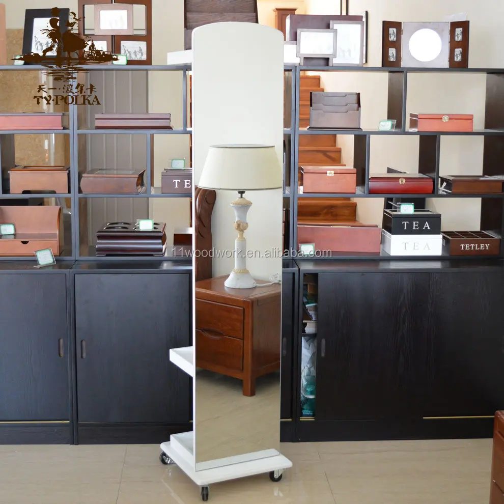 
Floor Stand Wooden Full Length Dressing Mirror With Wheels 