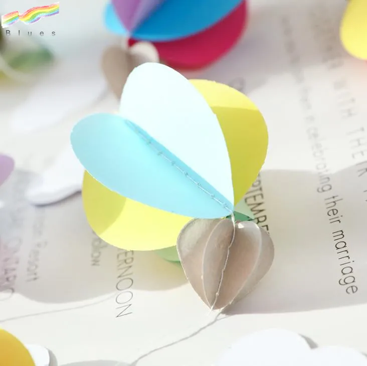 Clouds Hot Air Balloons Heart Shapes Wall Hanging Paper Garland Craft Party Banner Decoration