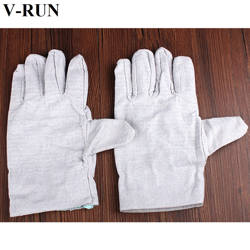 
Wholesale 24 lines double thickness full lined white armor electric working short canvas welding glove 