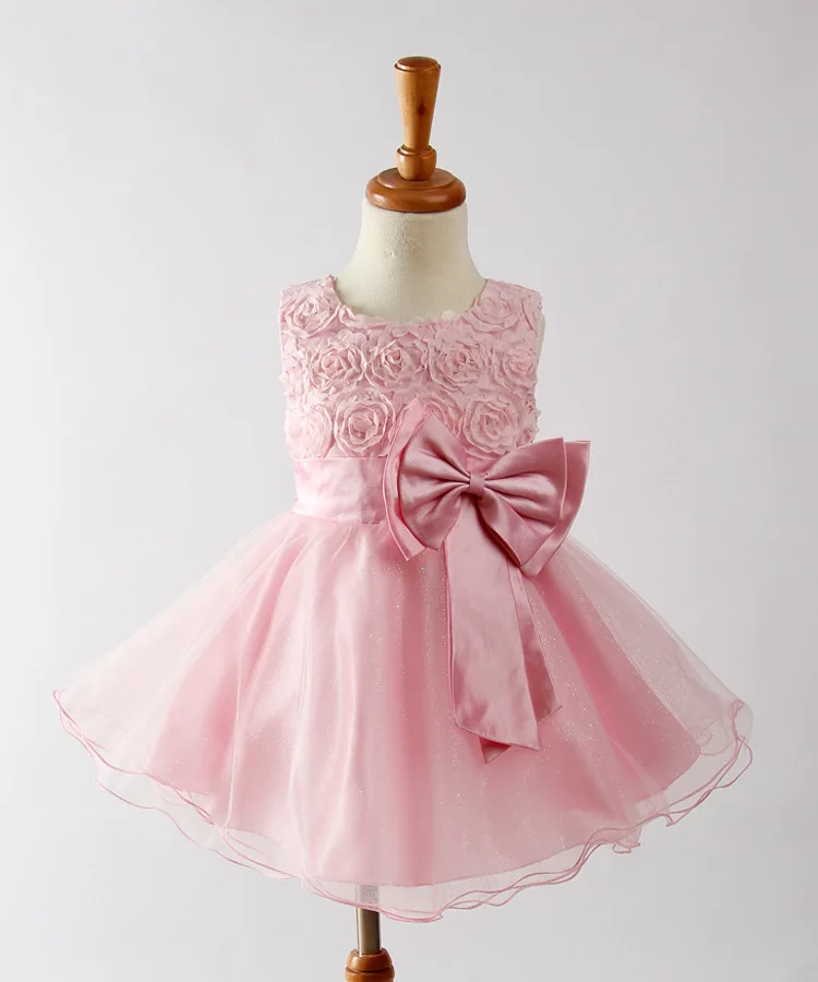WONDERLAND children clothes new model pink with blue children bridesmaid dress latest children