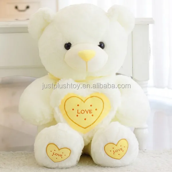 2019 plush lovely pink and white teddy bear baby doll with heart online shopping