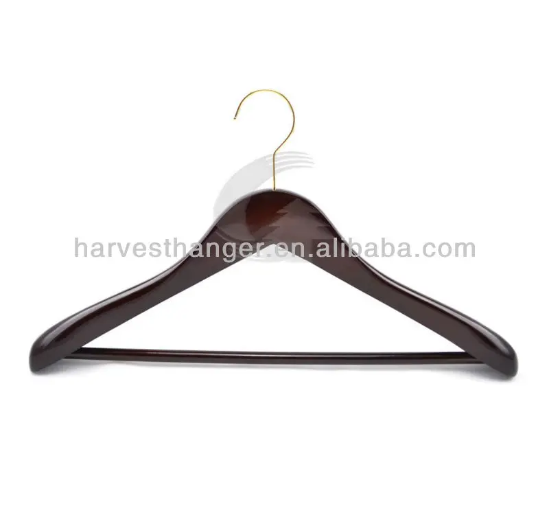 Vintage standard premium cheap pretty wooden closet jacket coat clothes black hangers