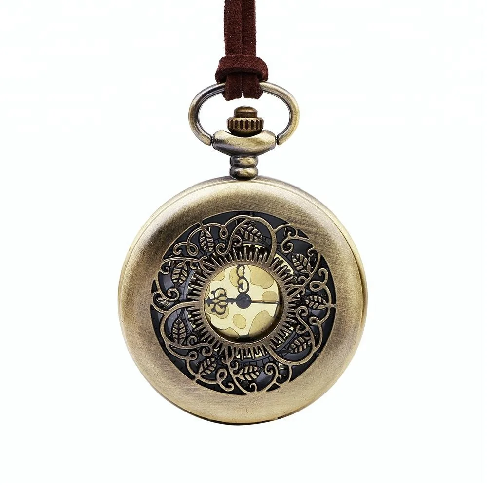 Карманные часы в ретро стиле для мужчин и женщин, круглые кулоны в стиле унисекс, с резными листьями, ожерелье, подарок