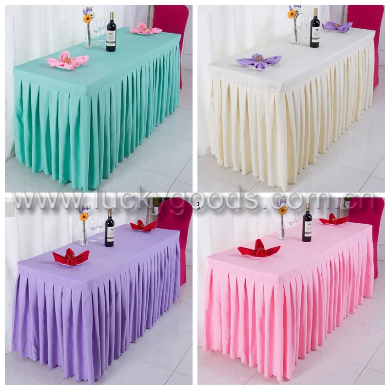 cream white polyester wedding table skirt wholesale
