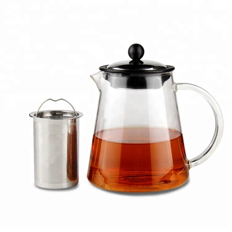 Stovetop Clear Borosilicate Glass Tea Pot With Stainless Steel Infuser For Loose Leaf Tea