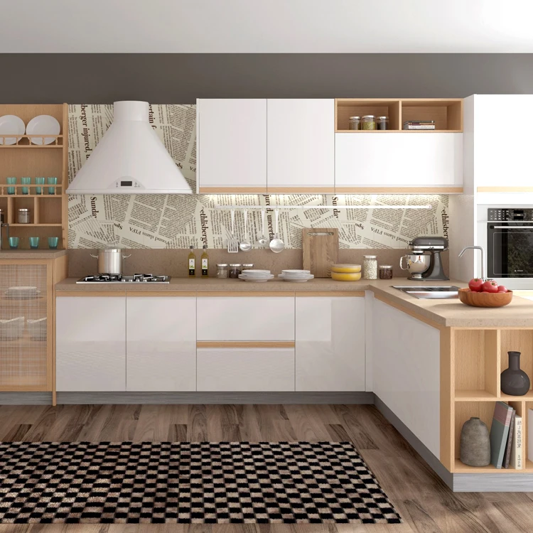 German style High gloss lacquer finish door factory outlet quartz stone lacquer  kitchen cabinet