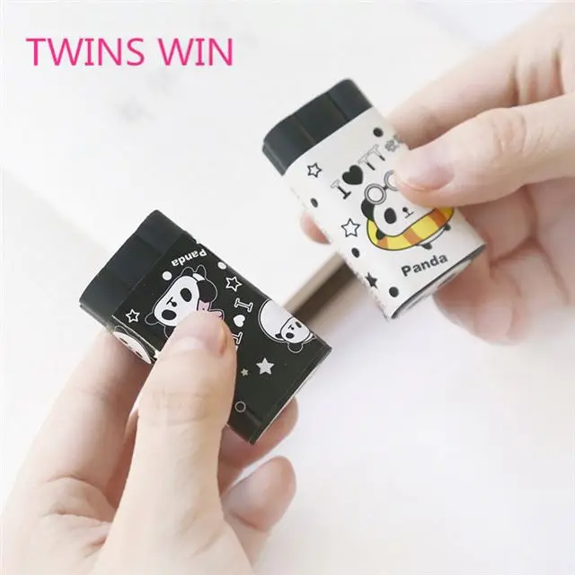 Hot sale in Amazon cute korean stationery custom printed cartoon funny animal design black rubber erasers