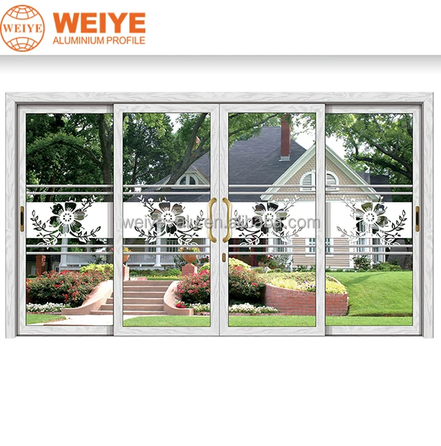 
2020 Factory direct sell 4 /2 panels glass door Durable alloy aluminum sliding glass door 