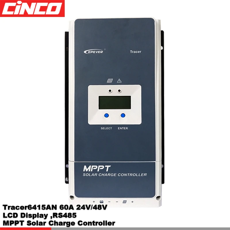 Контроллер заряда EPsolar Tracer6415AN 12/24V/36/48V 60A MPPT солнечный с аккумуляторным предохранителем вход