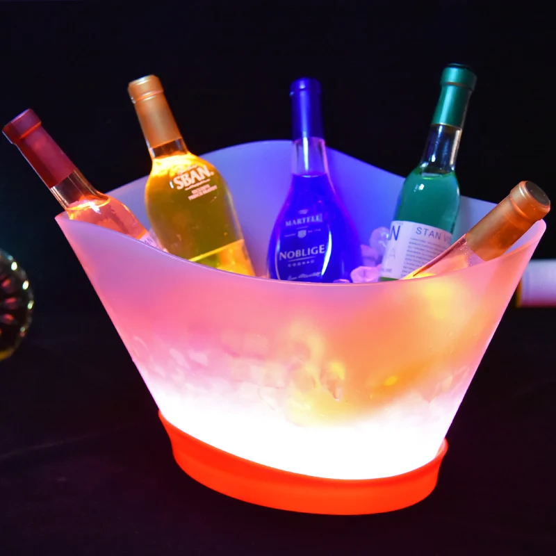 2023 Hot Selling  Pp Material Tray Hotel Promotional Led Ice Bucket For Beer