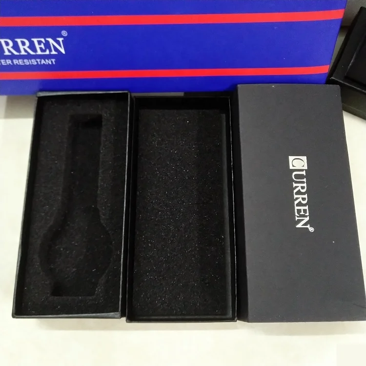 Luxury Curren Brand Black Packaging Paper Gift Custom Logo Watch Box for Wholesale