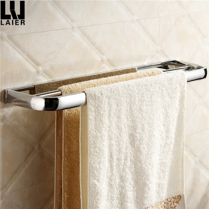 
Wall Mount Modern Chrome Finish Solid Brass Double Towel Bar Free Standing Space Saver Lavatory Towel bar 