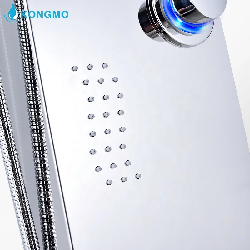 Classic design bathroom massage shower panel with led light overhead and faucets