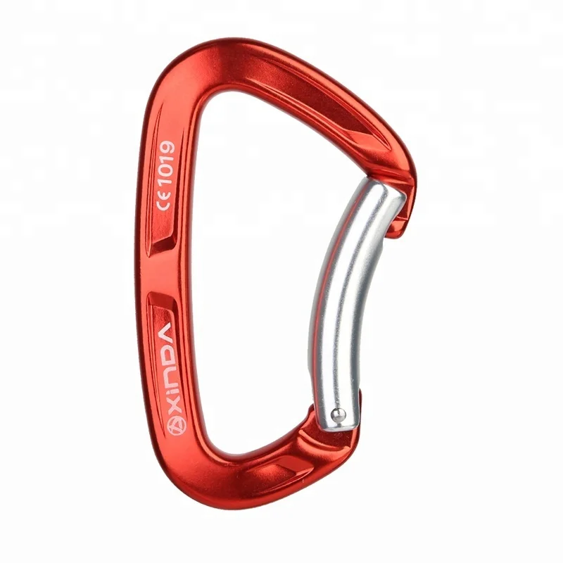 XINDA manufacturer direct supply 25kN CE UIAA bent gate 7075 aluminum carabiner  for climbing