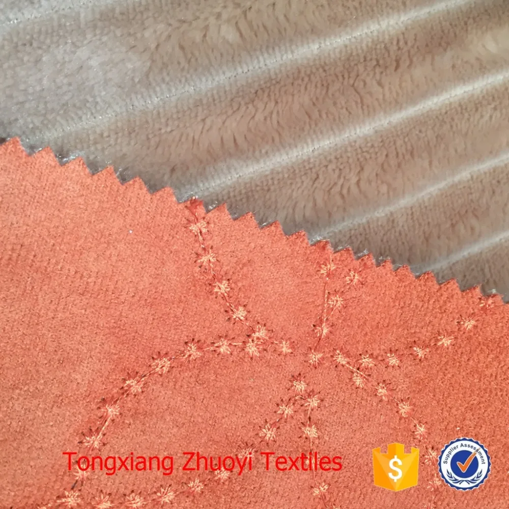 new design embroidery suede bond with fur fabric for garment