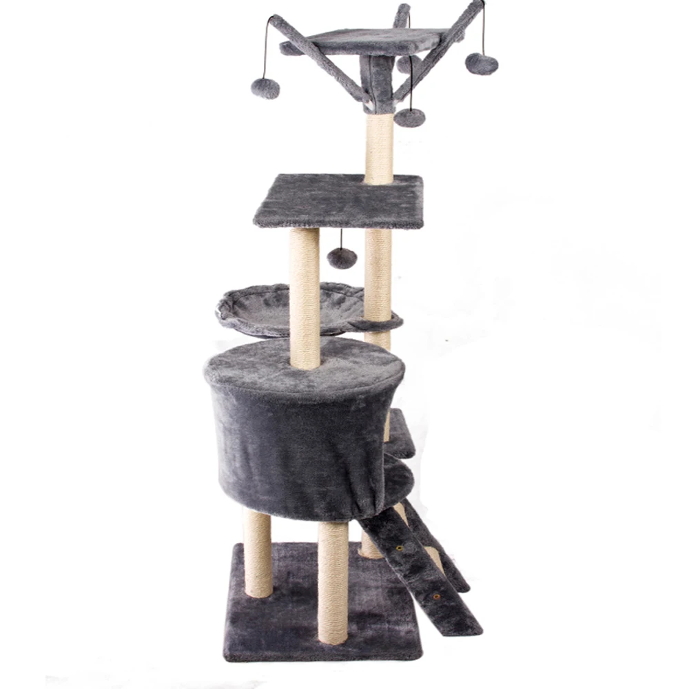 China Customized Design Plush Wooden Pet Condo Tower Supplier Furniture Factory Toys Cat Scratcher Tree House Tower