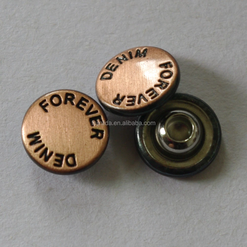 
9mm anti brass brushed color metal badge jeans rivet 