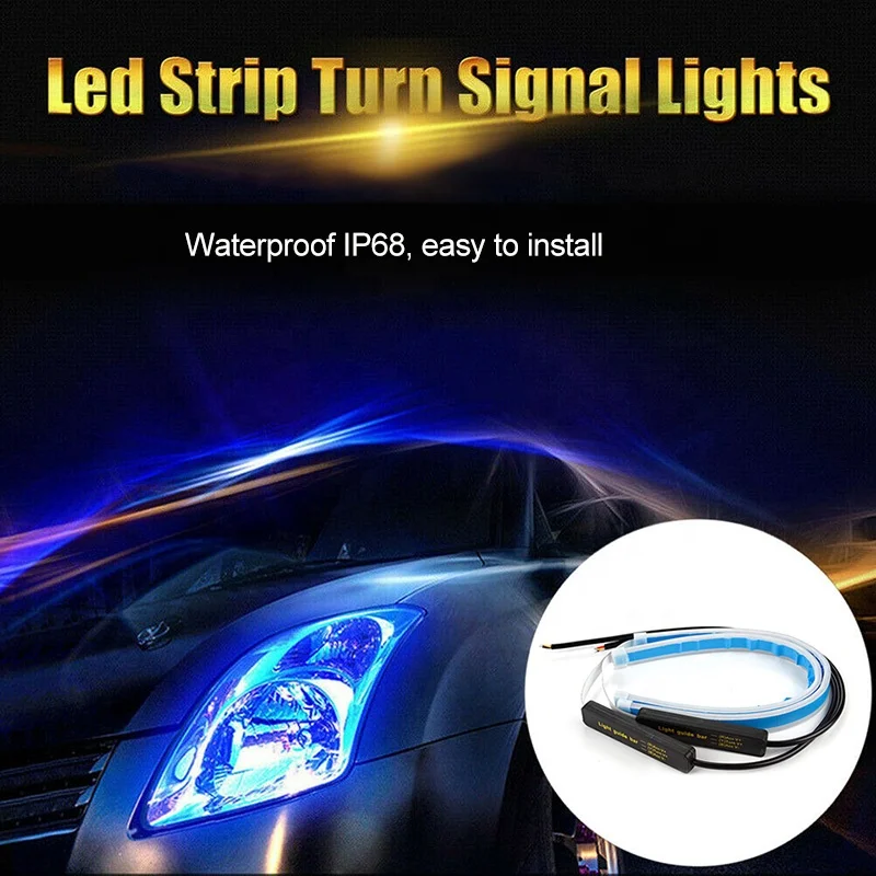 Universal 30cm 45cm 60cm DRL light soft article lamp flowing flexible LED strip LED daytime running light