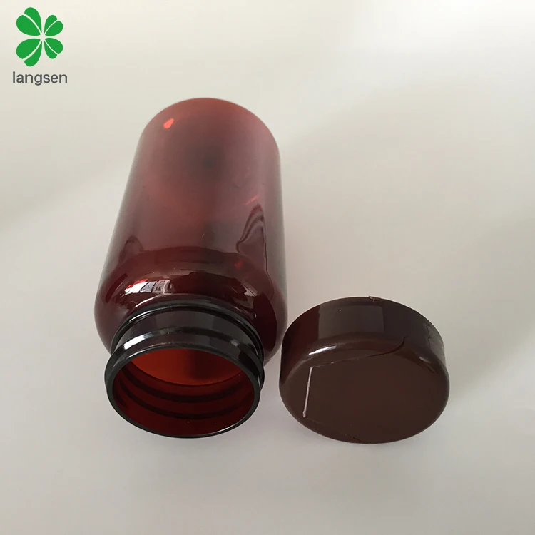 Private label PET 150ml / 150cc / 5 OZ amber brown color flip top cap capsule bottle, tablets pills medicines bottle container