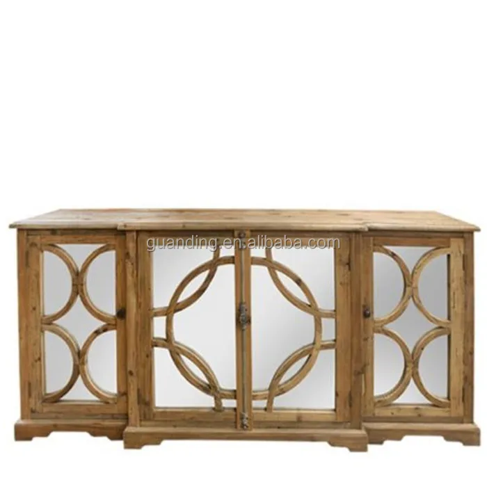 Modern buffet Sideboard High gloss wood glass top 4 doors