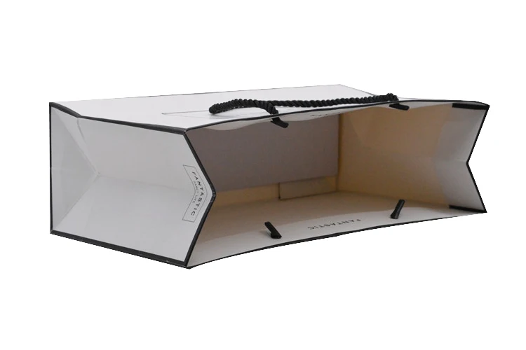 High Quality Custom logo Fashion Shopping Paper Jewelry Gift Packaging Bag Laminated Art White With