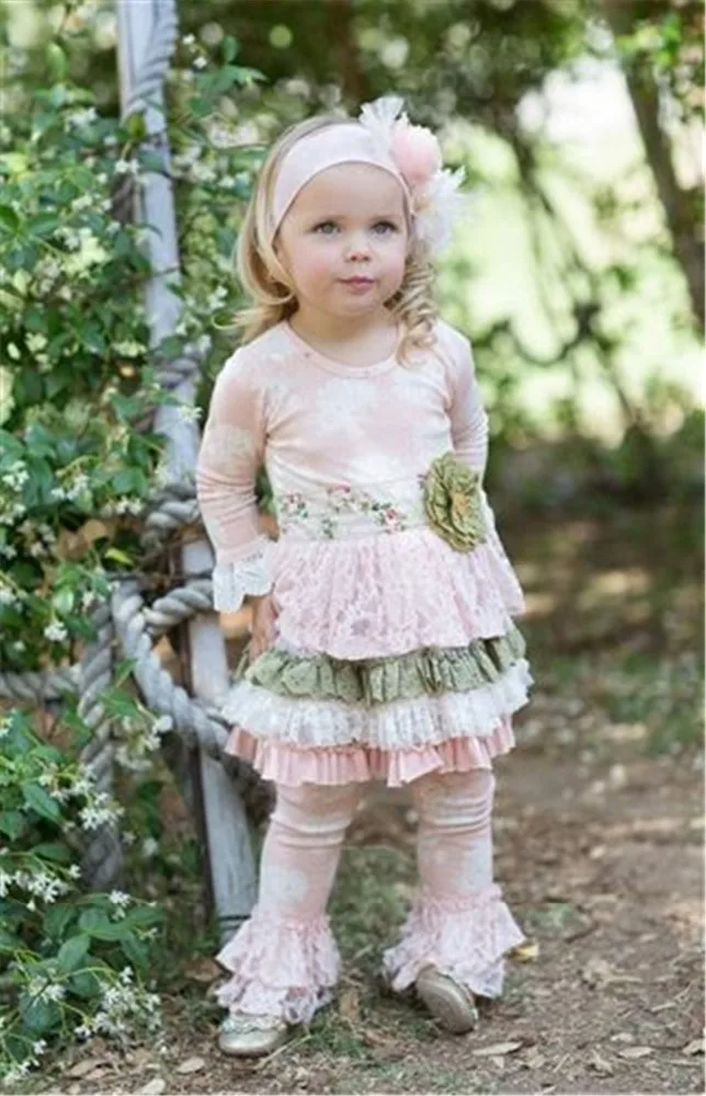 fall winter girls white lace long sleeve giggle moon boutique outfits