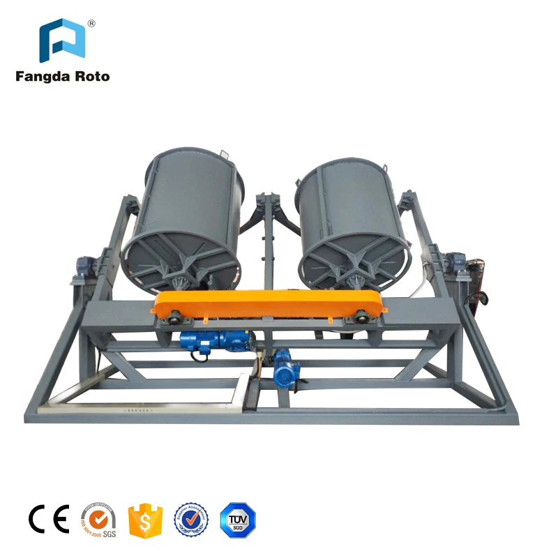 
Open flame rock n roll rotational molding machine 