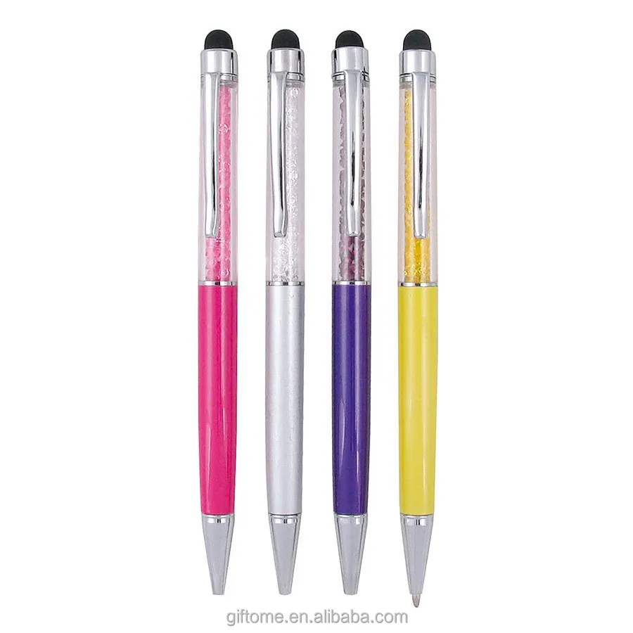 Many Colors Promotional Metal Crystal Ballpoint Pen Custom Logo Screen Crystal Stylus Pen In Stock