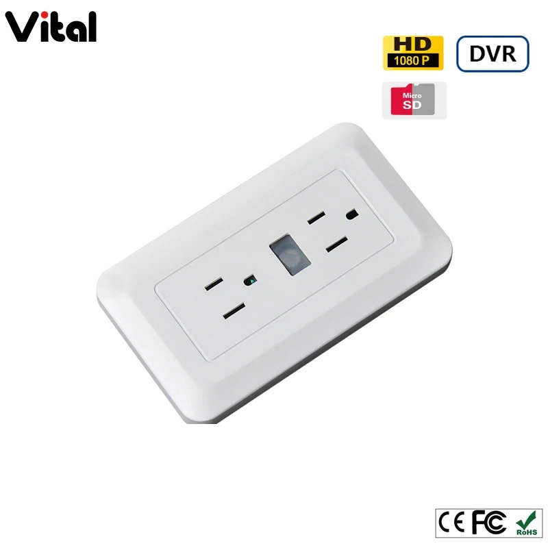 Главная Безопасность Мини Spy зарядное двойной разъем ИК ночного видения 1080 P скрытые розетки Outlet камеры видеонаблюдения