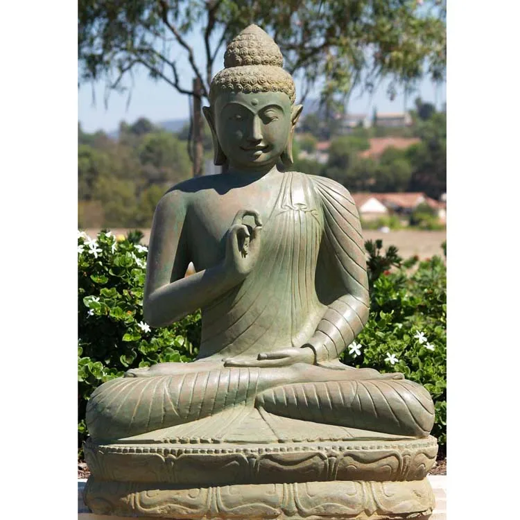 Eastern style large tall meditation buddha green stone statue for sale