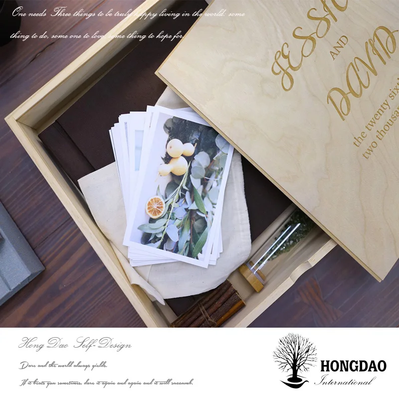 
HONGDAO custom natural wedding gift wooden USB flash drive with box wooden usb memory stick 
