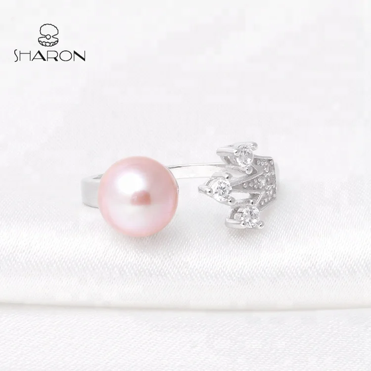 Fashion Sharon Small Crown S925 Sterling Silver Pearl Ring Mounting Handmade jewelry For Women And Girls