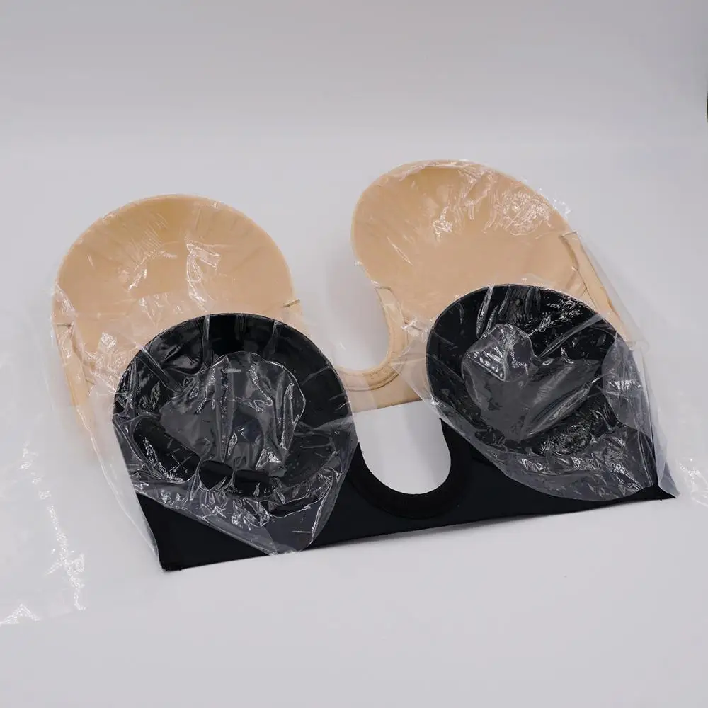 One piece Deep V shape Self Adhesive Strapless Push UP Invisible Silicone breast U plunge free bra WB018